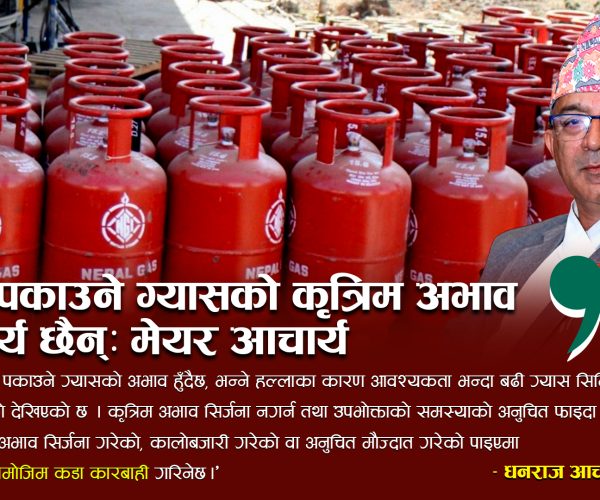 पोखरामा खाना पकाउने ग्यासको कृत्रिम अभाव सिर्जना गर्ने प्रयास नगर्न नगर प्रमुख धनराज आचार्यको आग्रह